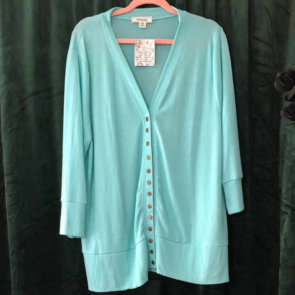 Mint snap cardigan